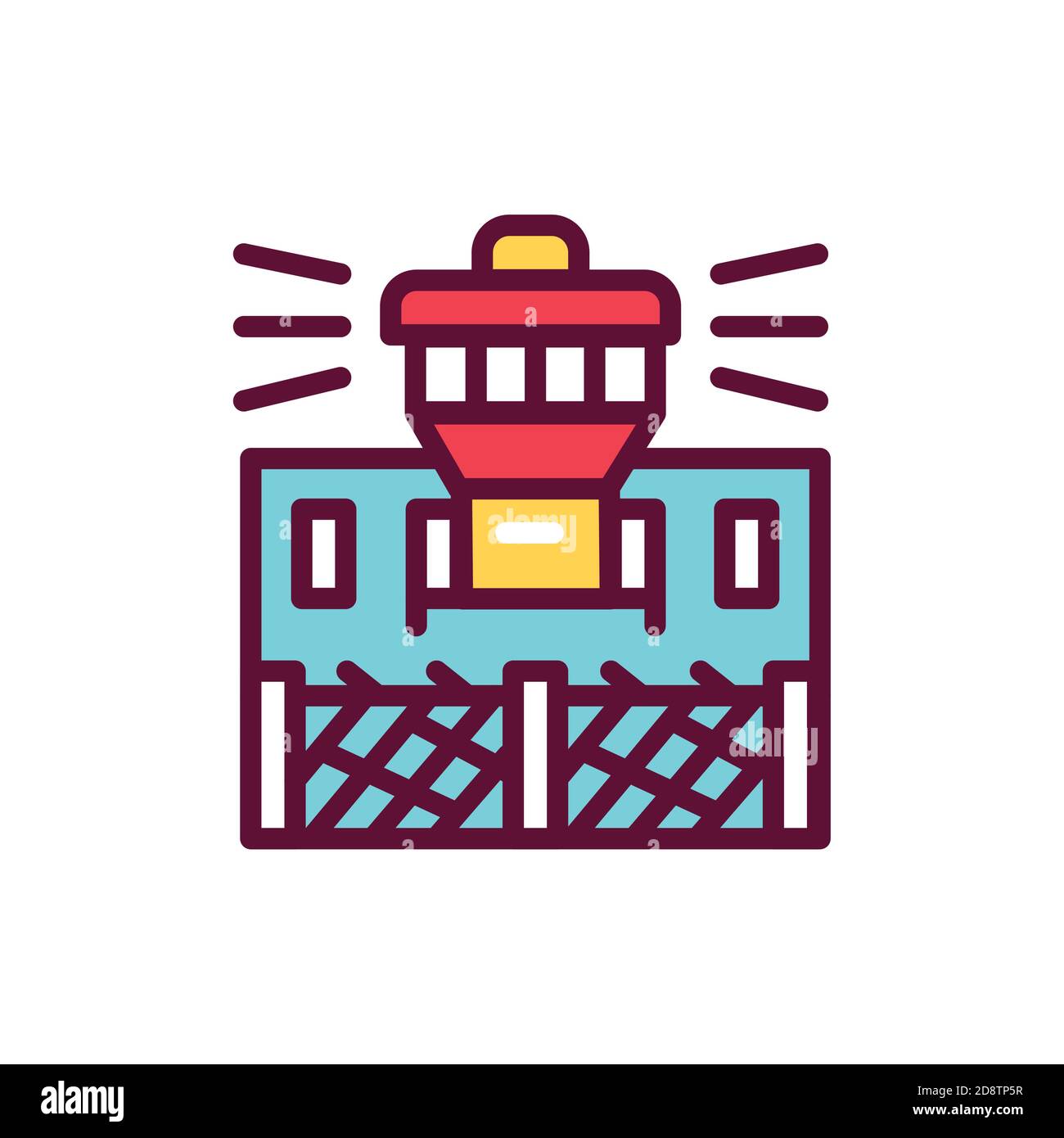 Prison building color line icon. Isolated vector element. Stock Vector