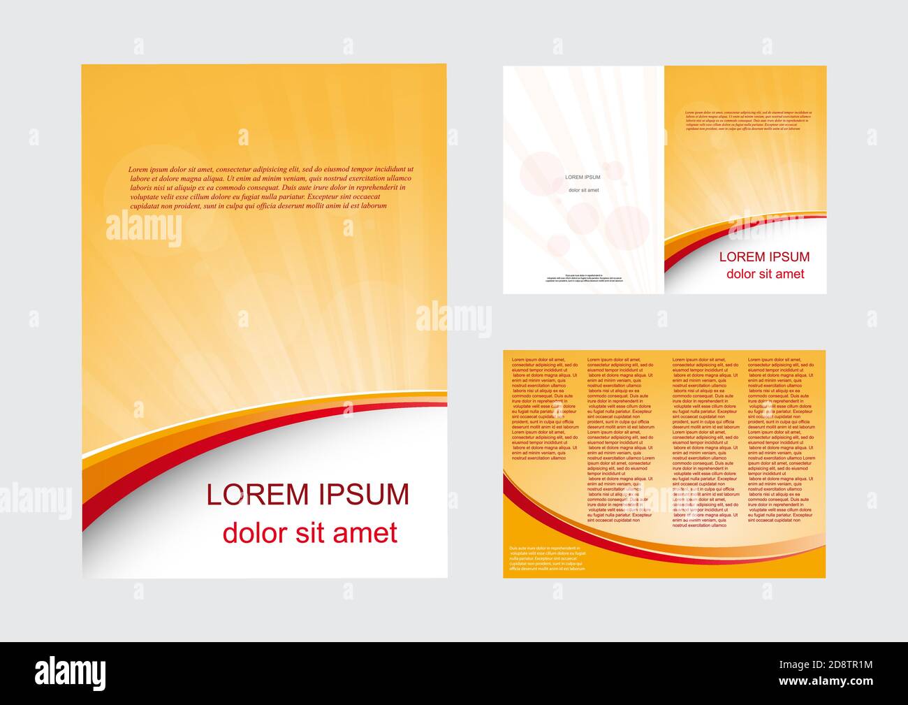 Vector brochure with red and orange waves Stock Vector