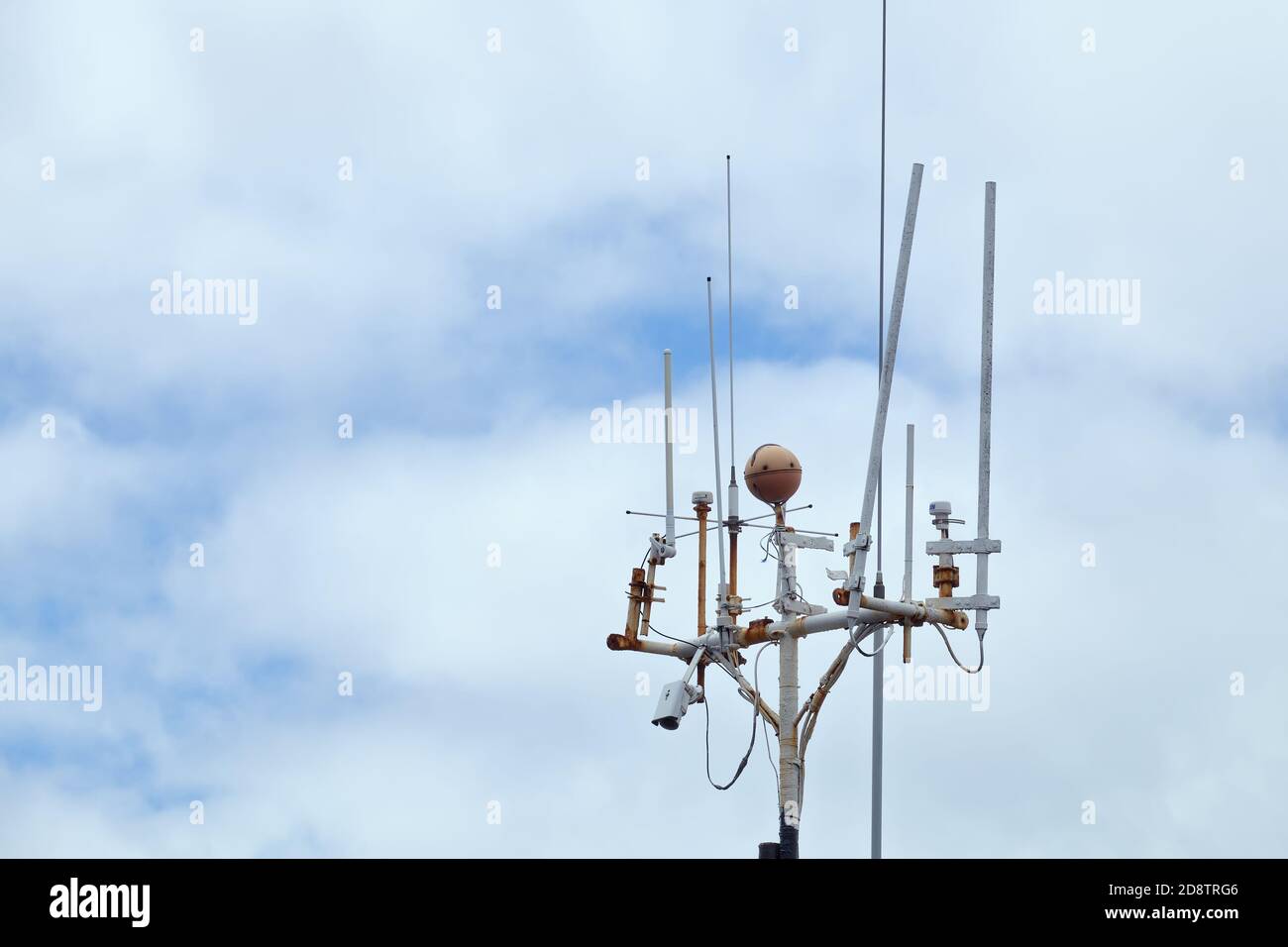 Devices meteorological station on the background of the cloudy sky. Scotland Stock Photo