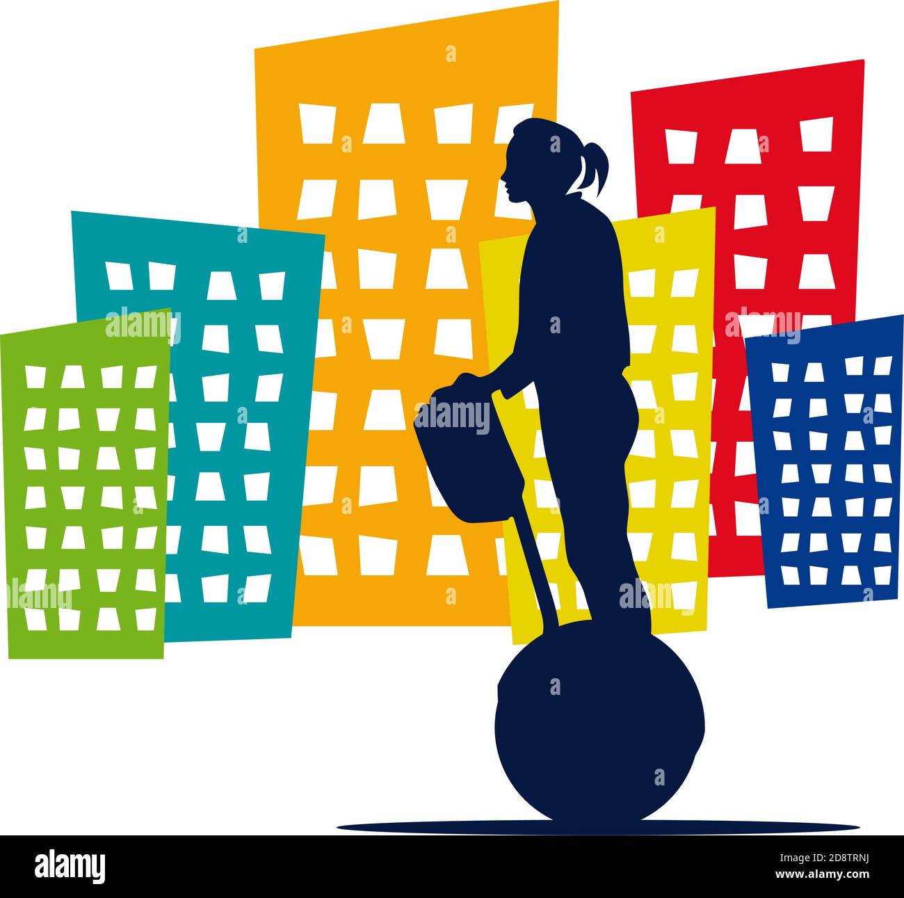 Vector self balancing scooter in city illustration Stock Vector