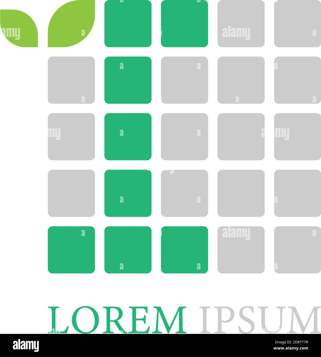 Letter I logo icon with leafs on squares design vector Stock Vector