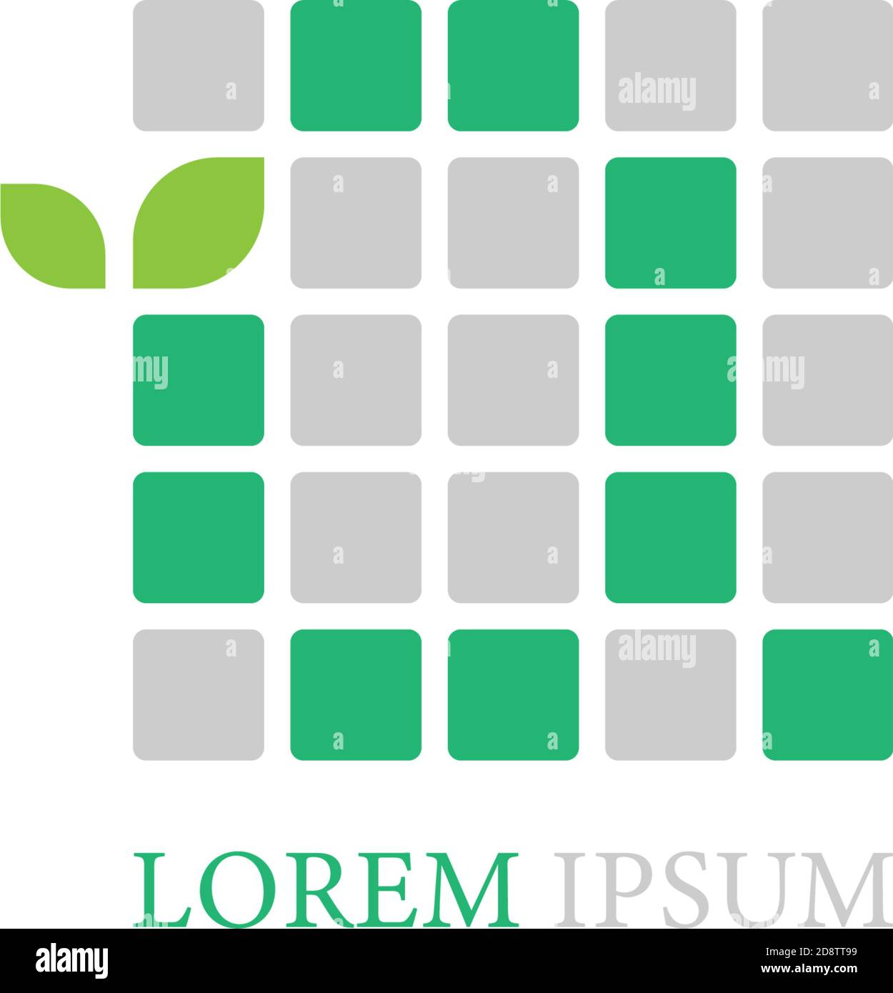 Letter Q logo icon with leafs on squares design vector Stock Vector