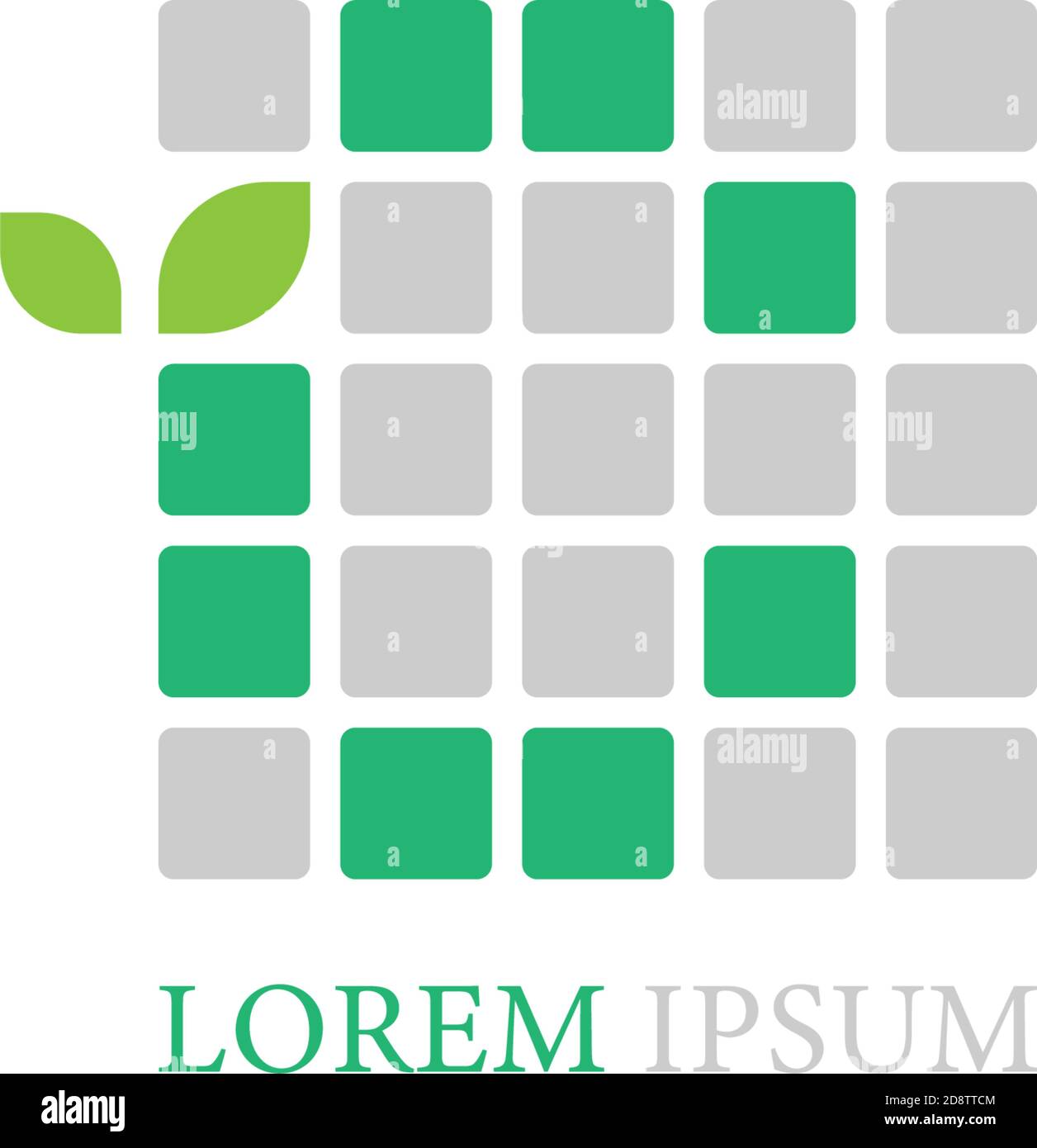 Letter C logo icon with leafs on squares design vector Stock Vector