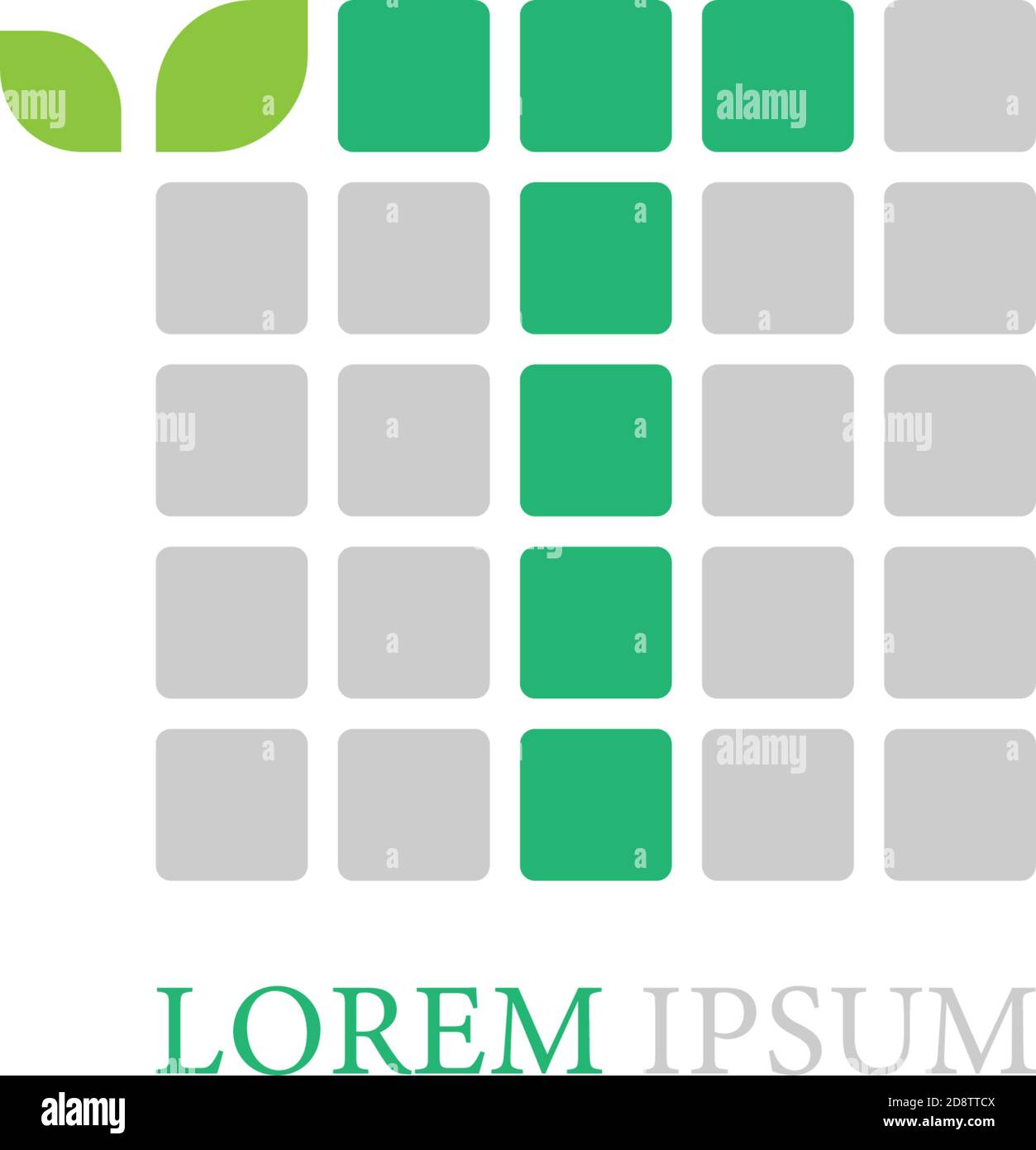 Letter T logo icon with leafs on squares design vector Stock Vector