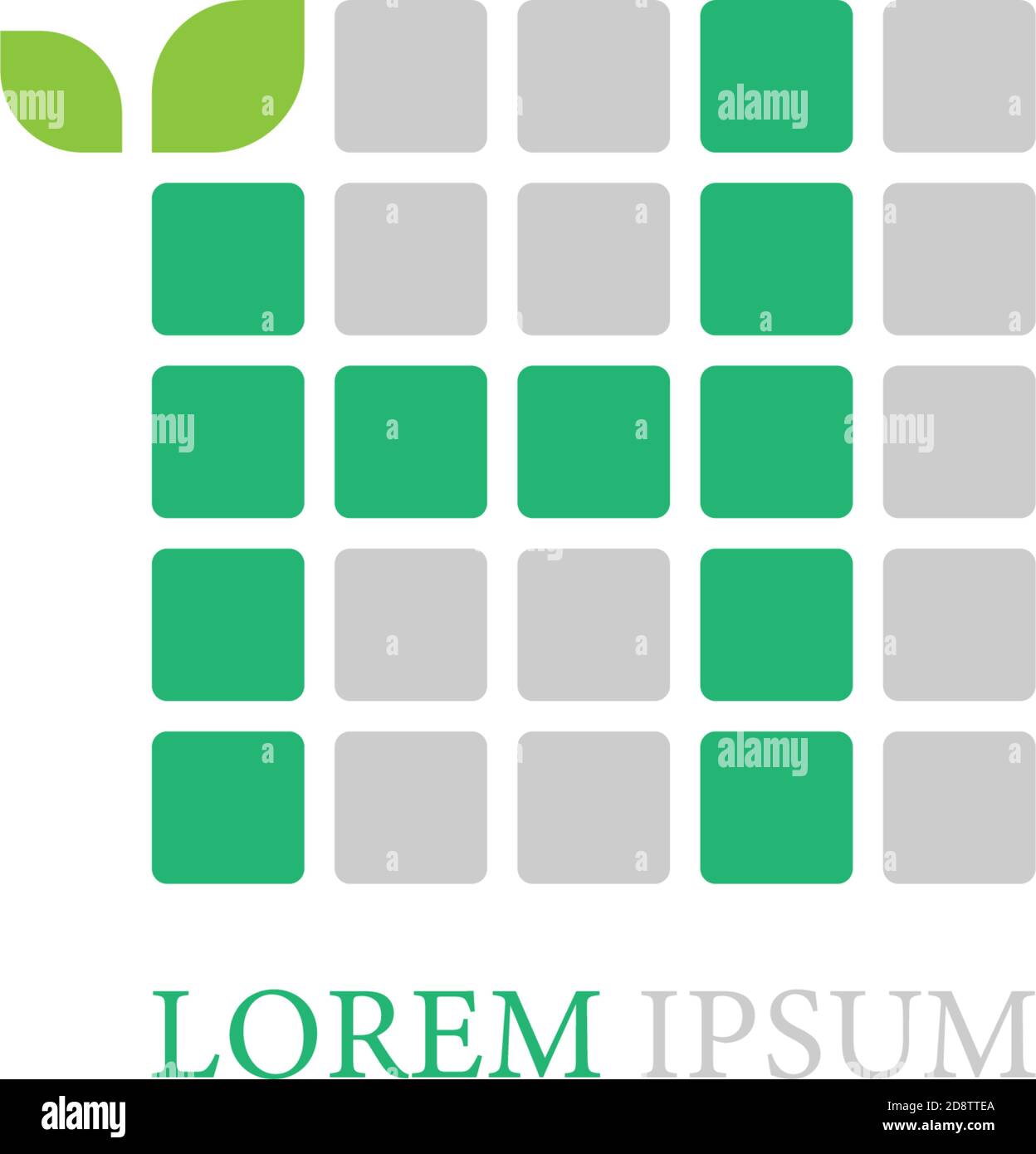 Letter H logo icon with leafs on squares design vector Stock Vector