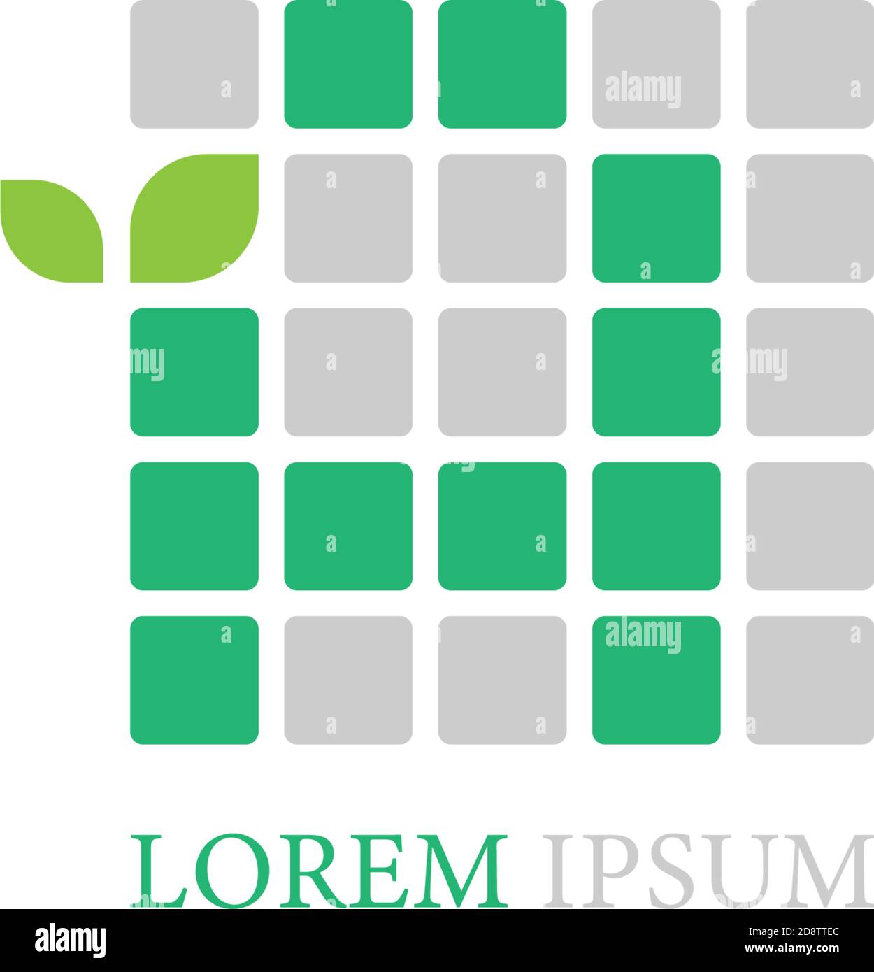 Letter A logo icon with leafs on squares design vector Stock Vector