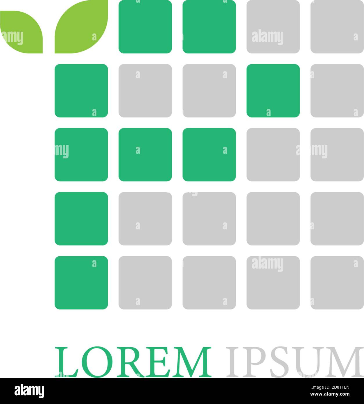 Letter P logo icon with leafs on squares design vector Stock Vector