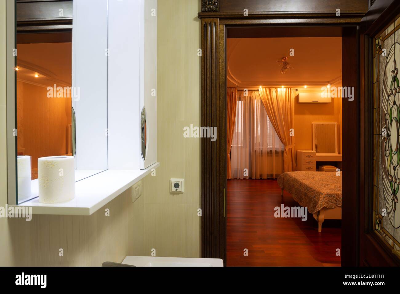 Modern bathroom with jacuzzi bath Stock Photo Alamy