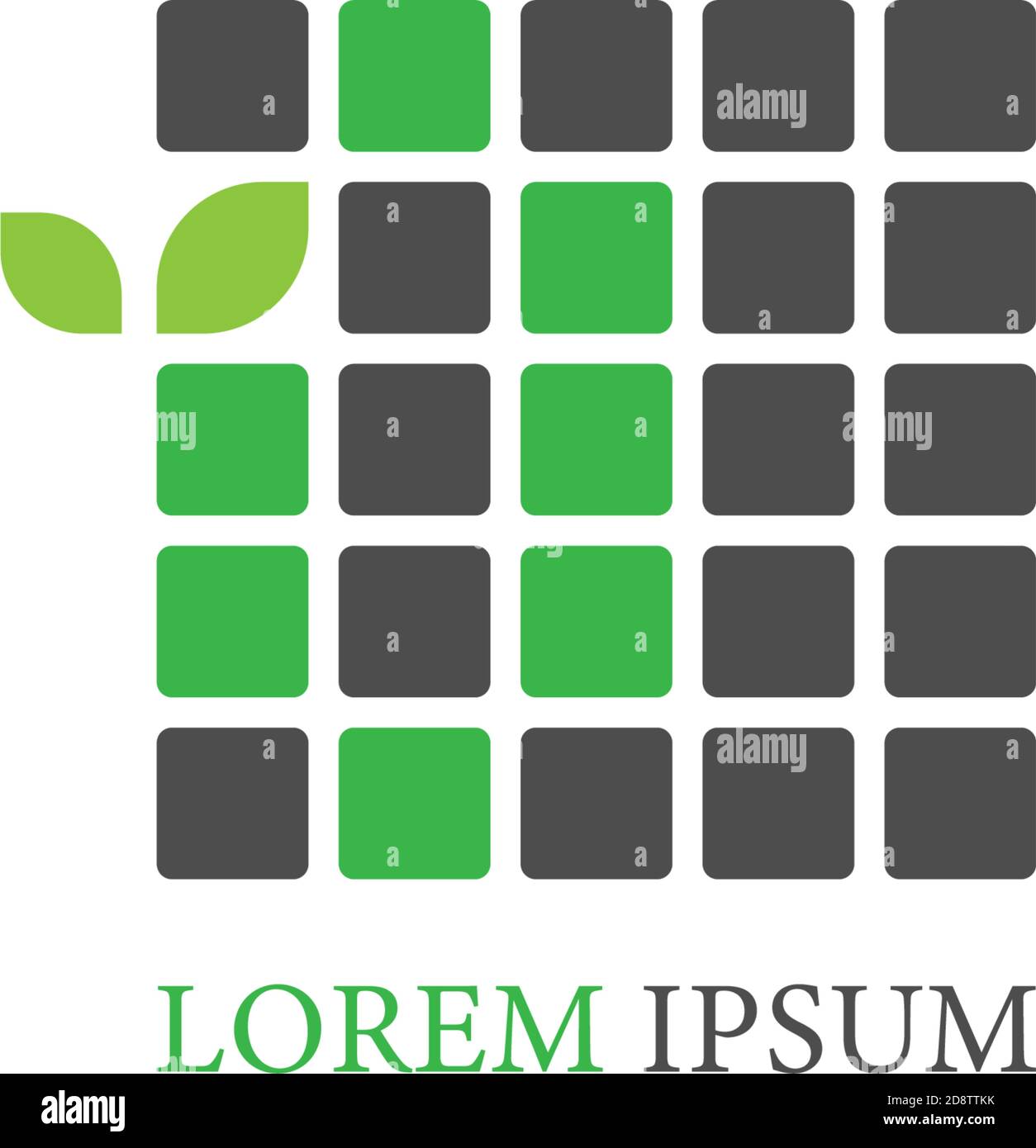 Letter 0 logo icon with leafs on squares design vector Stock Vector