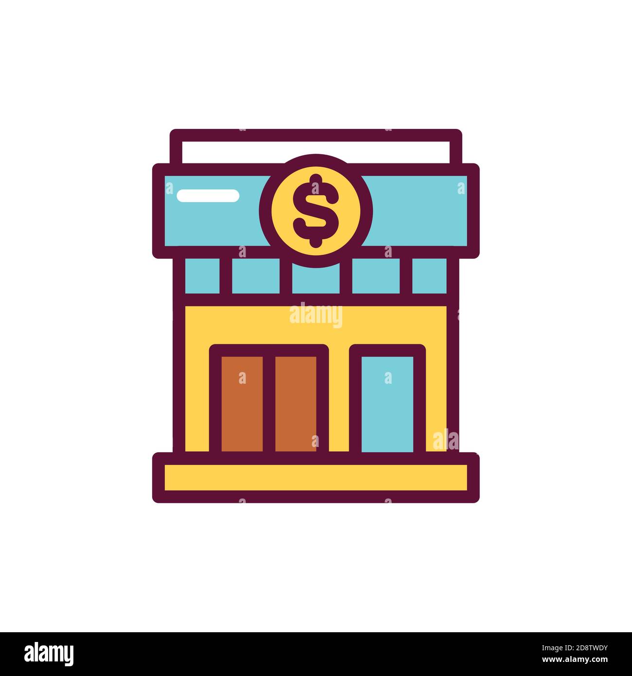Building bank color line icon. Isolated vector element. Stock Vector