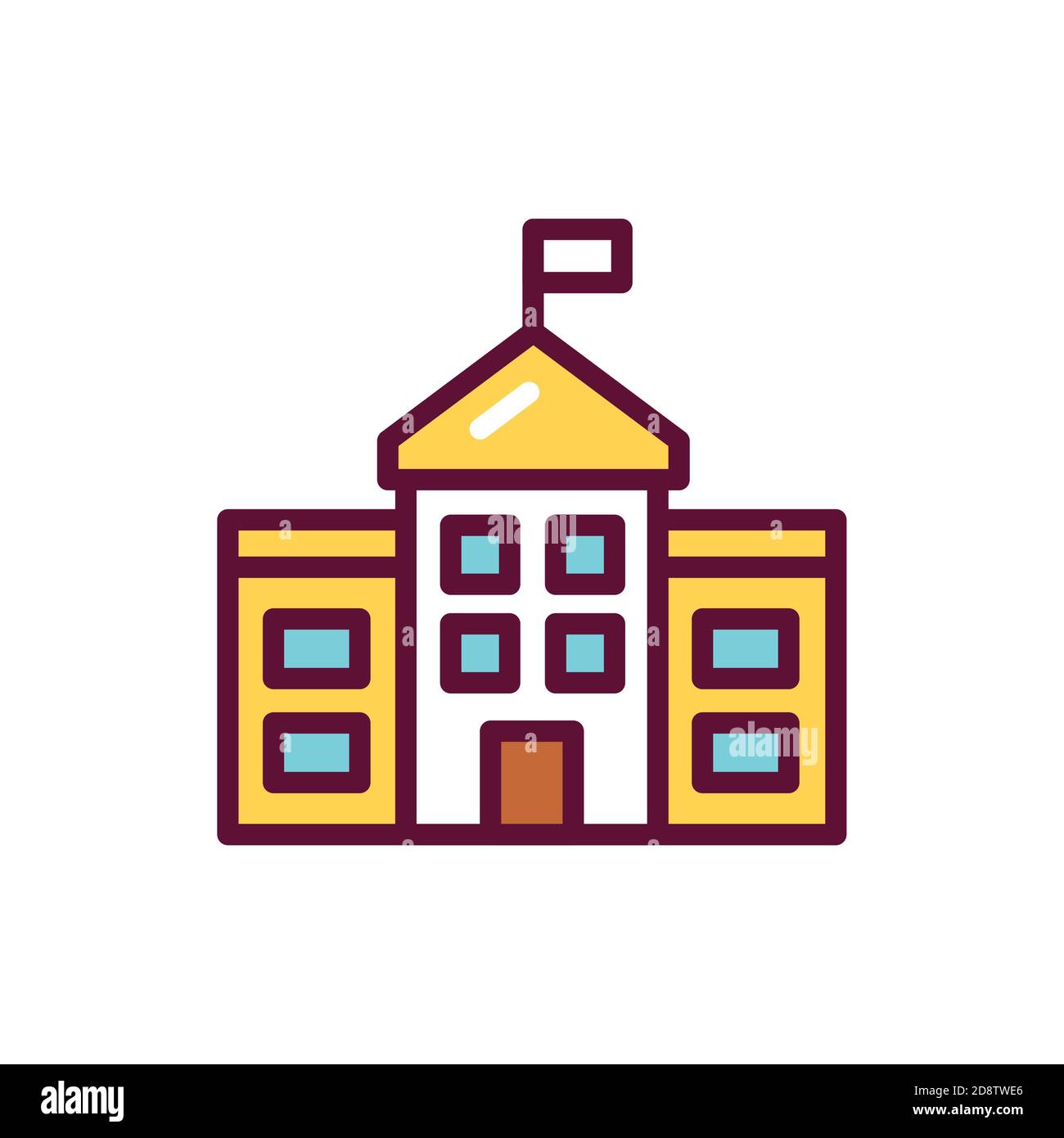 Building school color line icon. Isolated vector element. Stock Vector