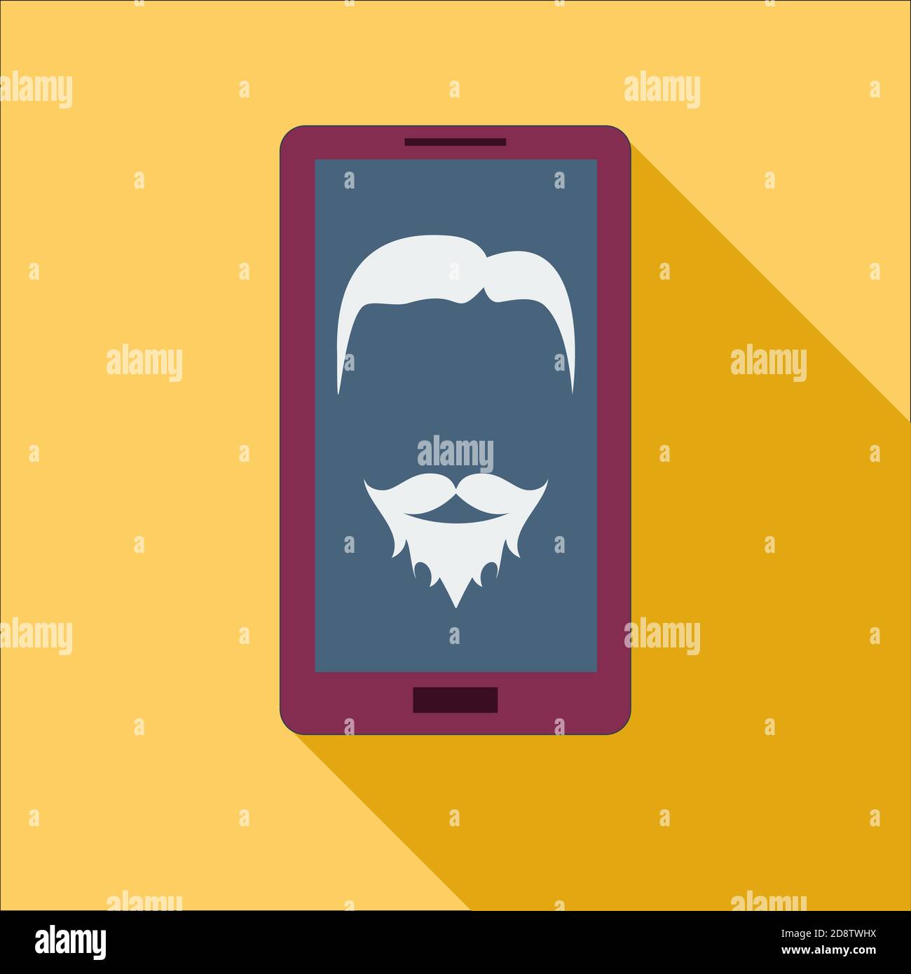 vector abstract man with beard in a smart phone on flat design Stock ...