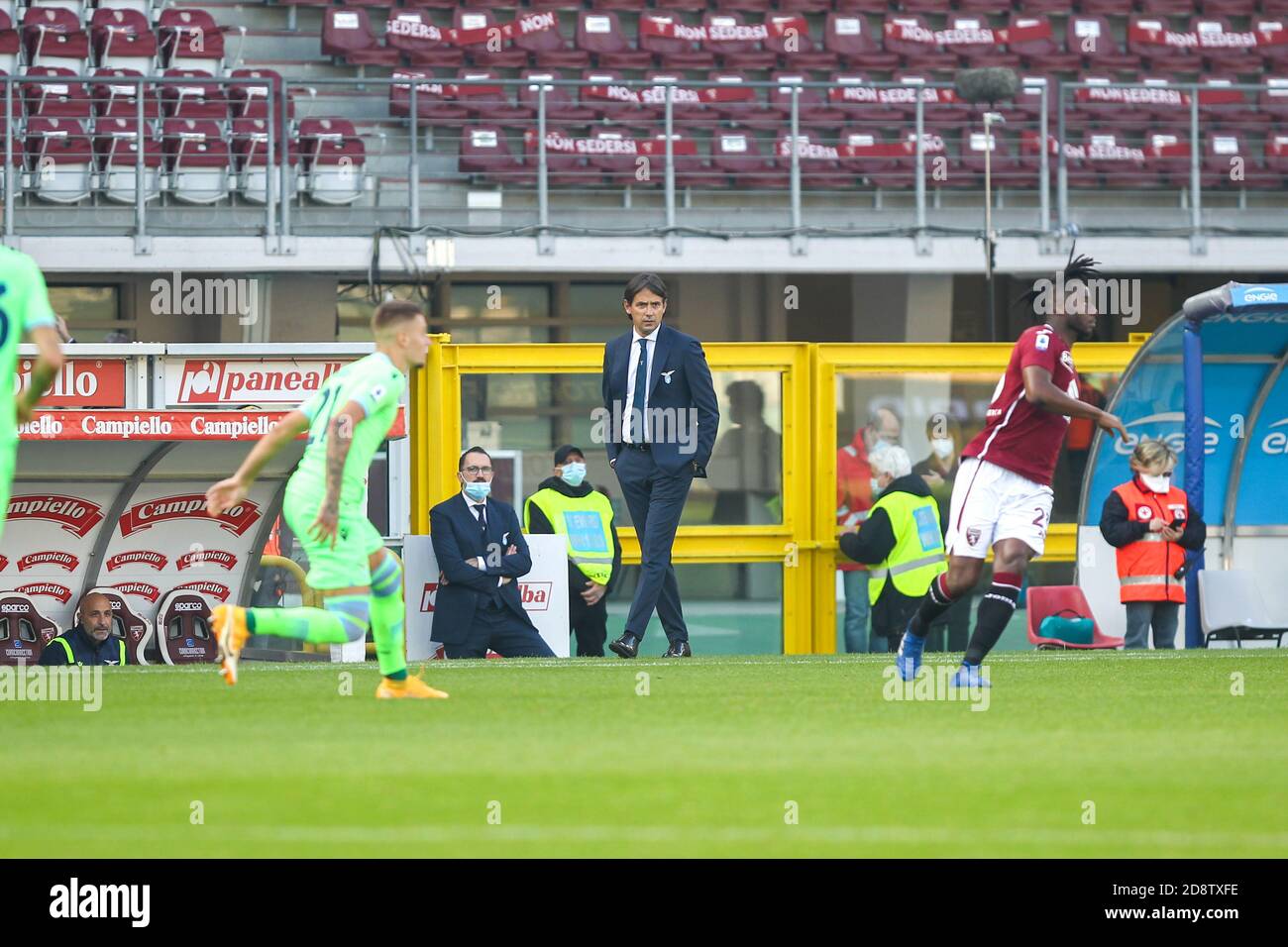 Simone Inzaghi, head coach of SS Lazio,  during the Serie A match between Torino FC and SS Lazio at Olympic Grande Torino Stadium on November 01, 2020 Stock Photo