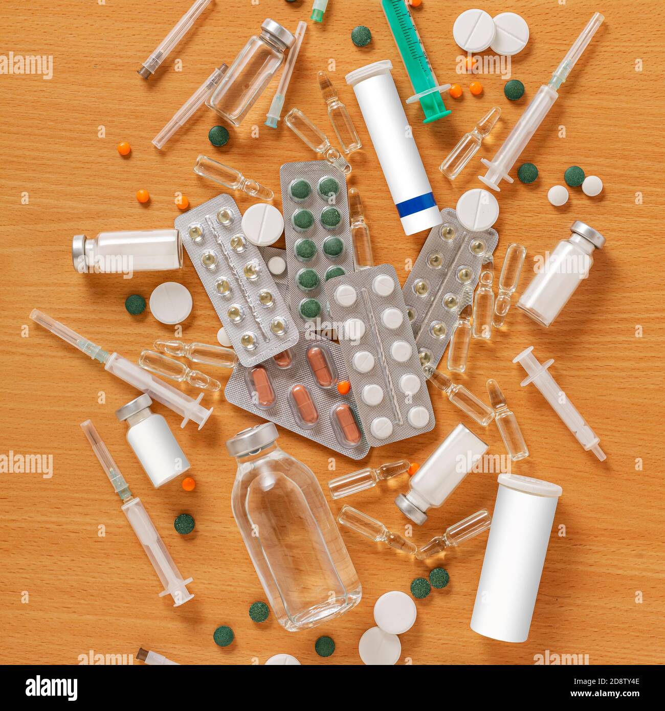 Various medicines pills ampoules syringes in hospital Stock Photo Alamy