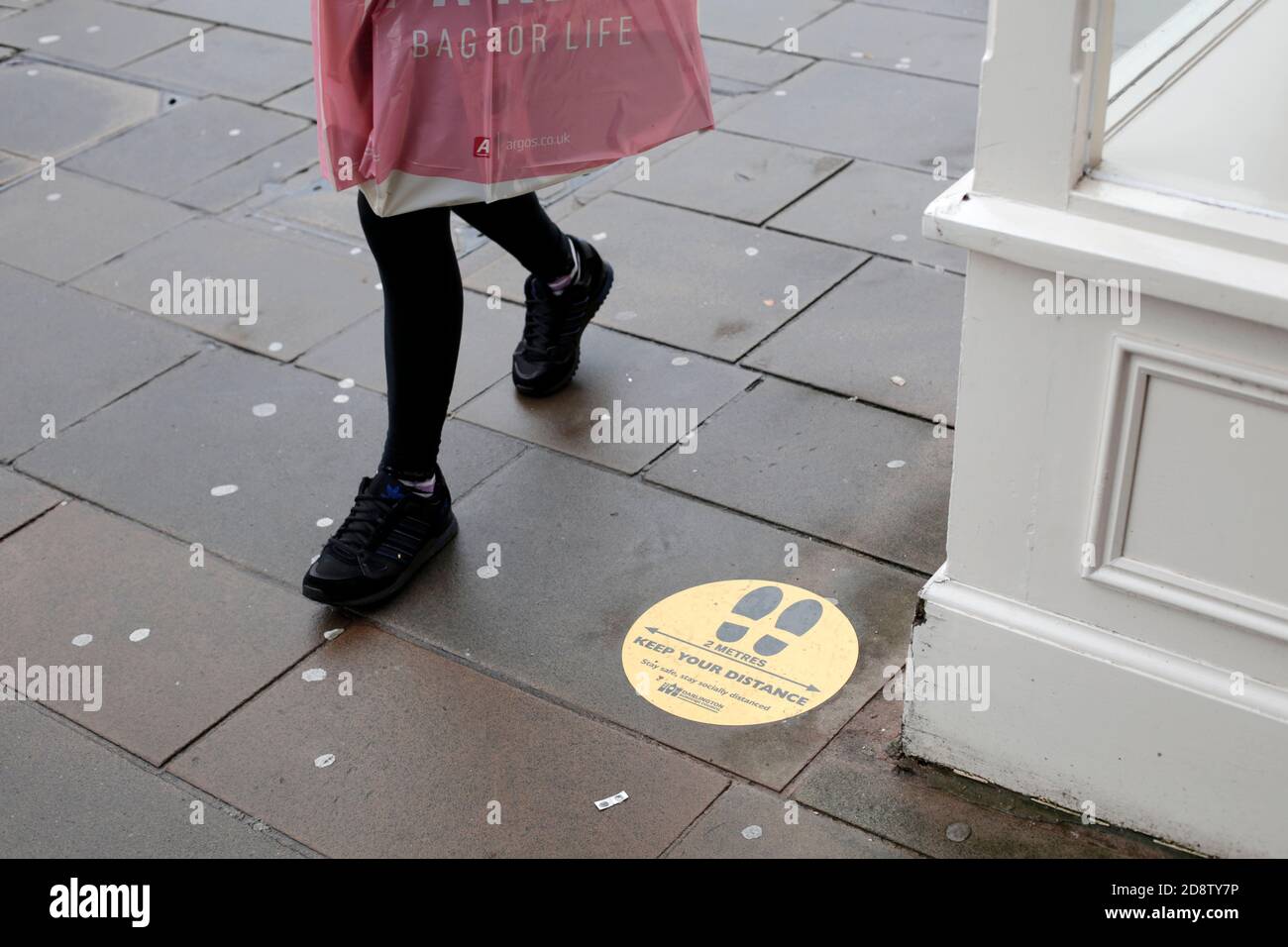 A Covid-19 sign in Darlington, County Durham, UK. 30/10/2020. Photograph: Stuart Boulton Stock Photo