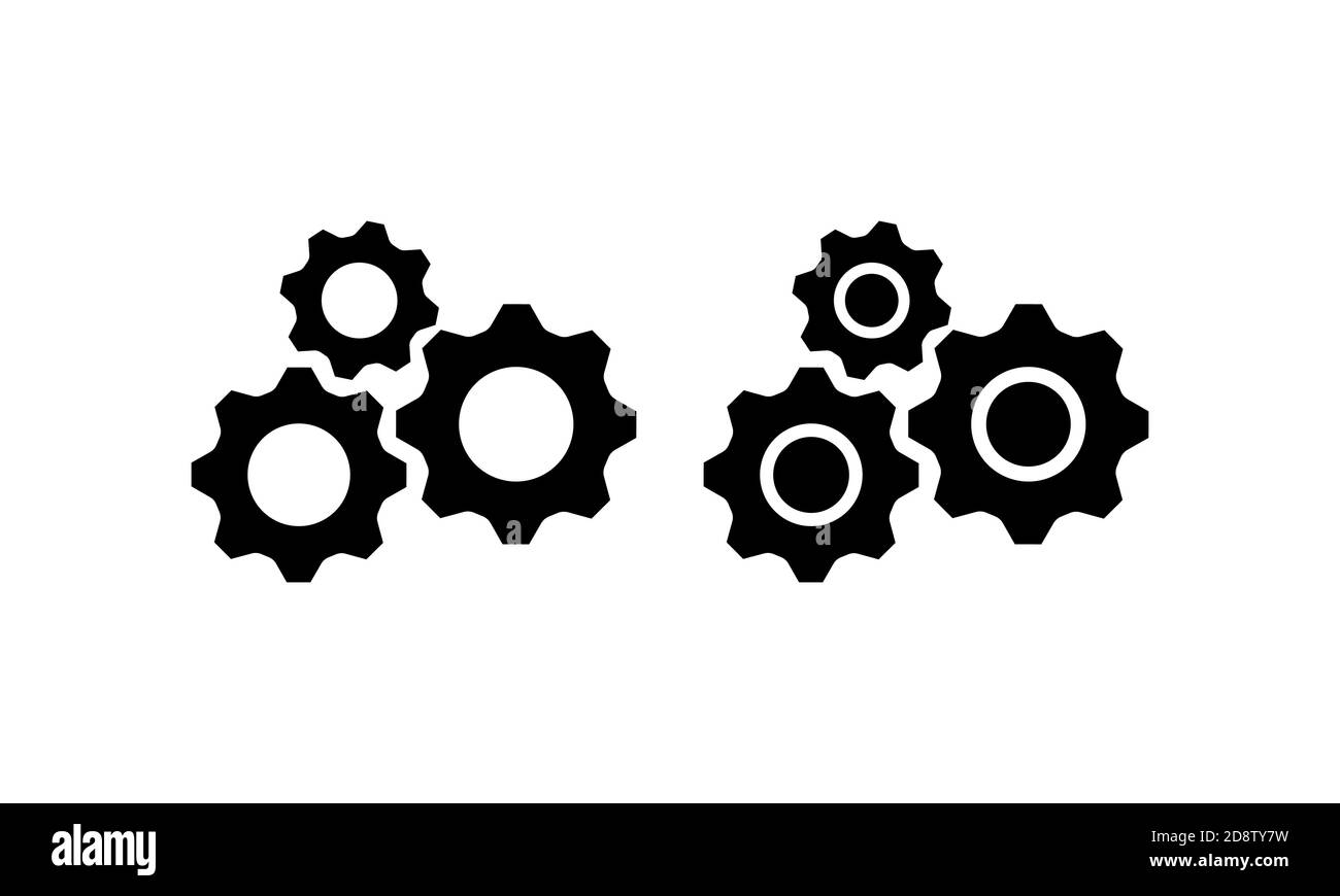 Gear icon in black. Setting sign. Vector on isolated white background