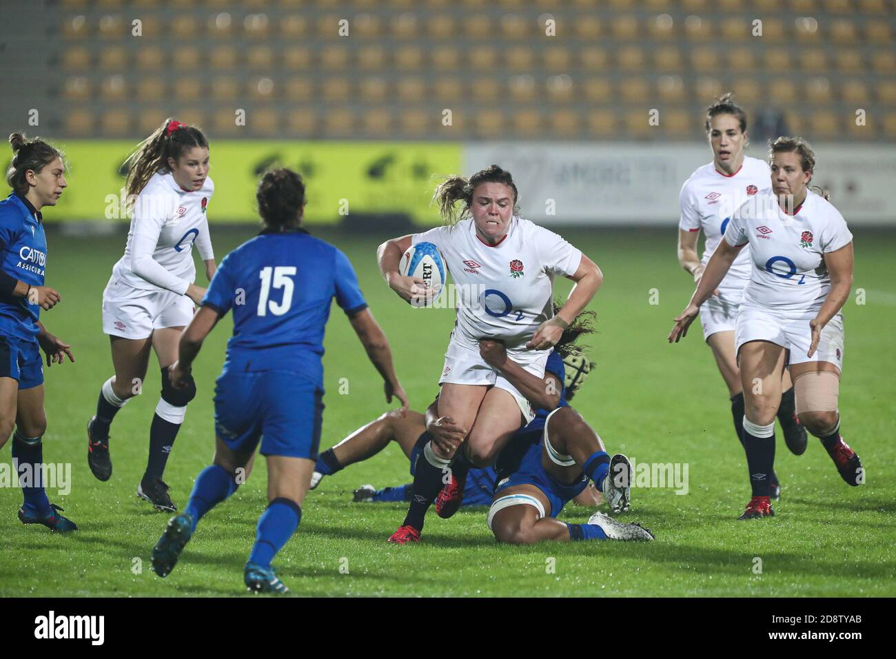Parma, Italy. 1st Nov, 2020. parma, Italy, Sergio Lanfranchi stadium, 01 Nov 2020, Sarah Bern (England) breaks a double tackle during Women 2020 - Italy vs England - Rugby Six Nations match - Credit: LM/Massimiliano Carnabuci Credit: Massimiliano Carnabuci/LPS/ZUMA Wire/Alamy Live News Stock Photo