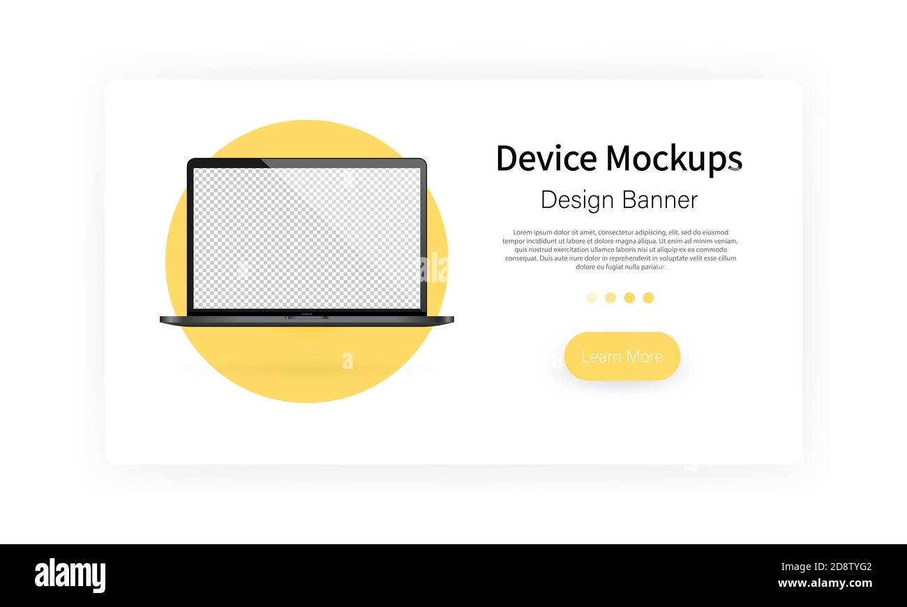 Device mockup banner. Laptop blank creen. Notebook. Vector on isolated white background. EPS 10 Stock Vector