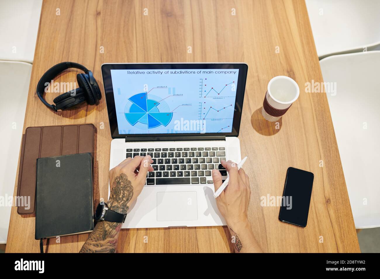 Financial analyst checking report Stock Photo