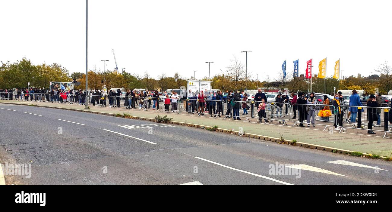 Shoppers Queue Outside The Ikea Store In Greenwich London Before The 2nd Lockdown In England Starts On The 5th Of November Meaning All Non Essential Shops Will Have To Shut For Up