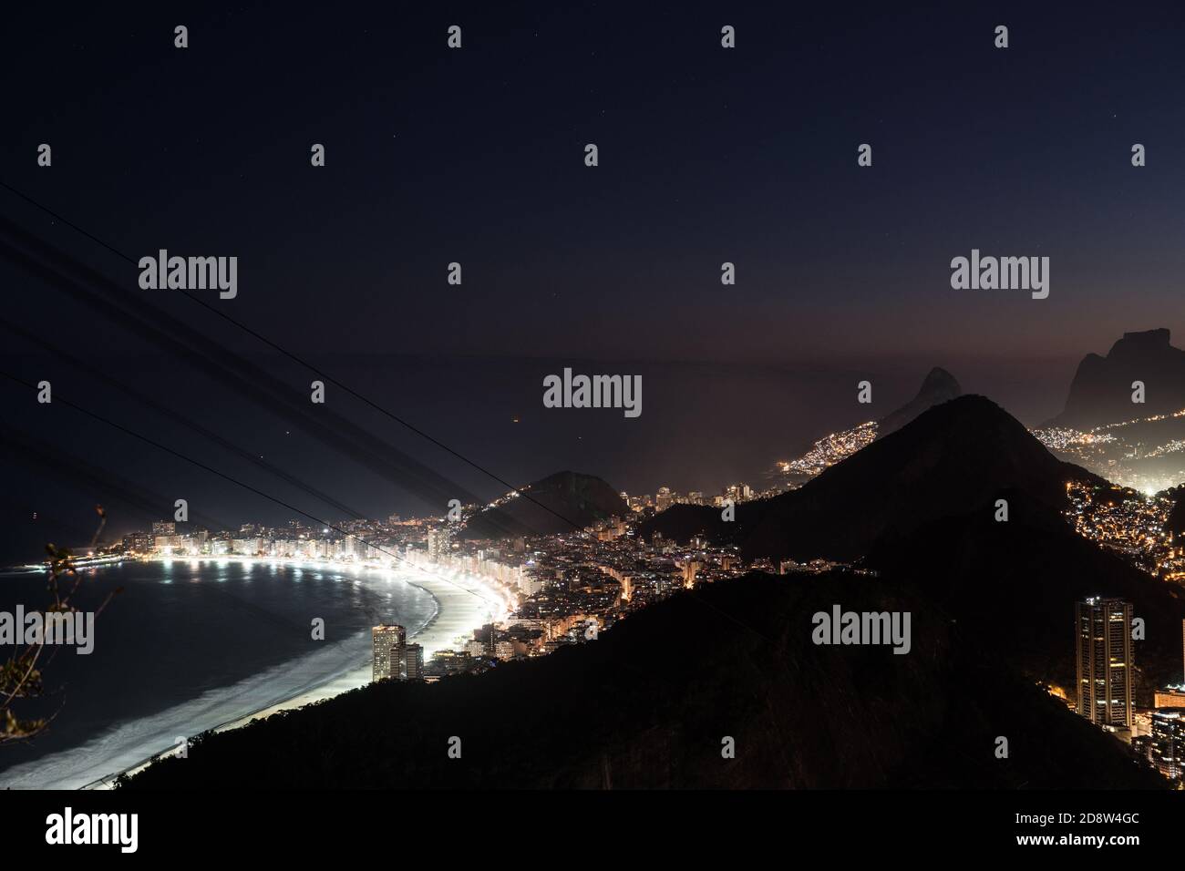 Rio de Janeiro at night view (shot from Sugarloaf hill) Stock Photo