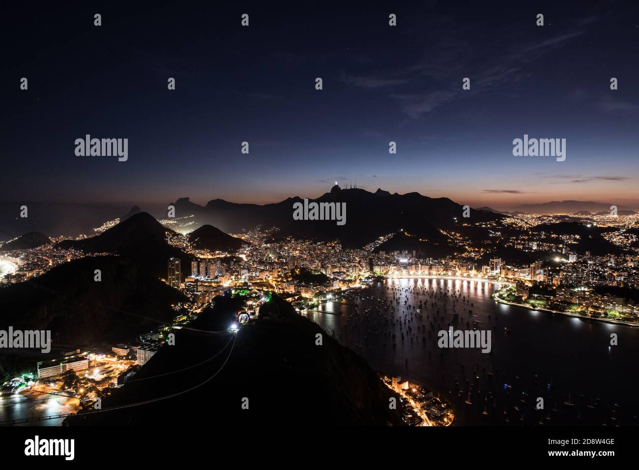 Rio de Janeiro at night view (shot from Sugarloaf hill) Stock Photo