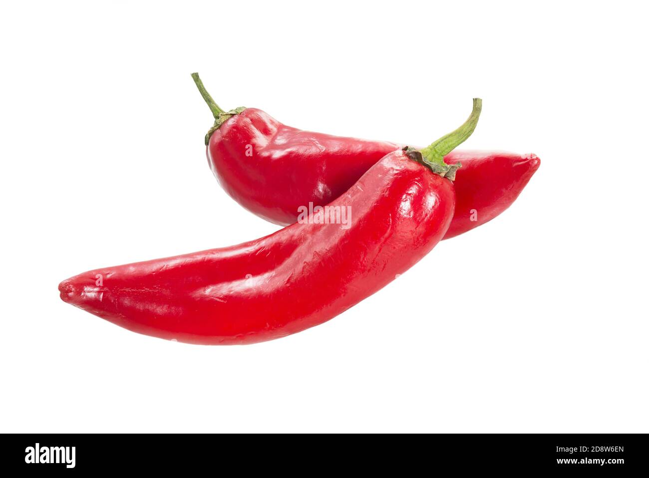 Chili pepper isolated on a white background. Red Chili hot pepper clipping path. Fresh pepper. Stock Photo