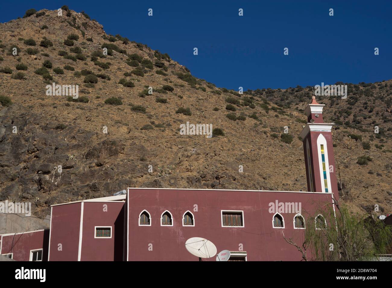 Mosque in a village in the High Atlas mountains, Morocco Stock Photo