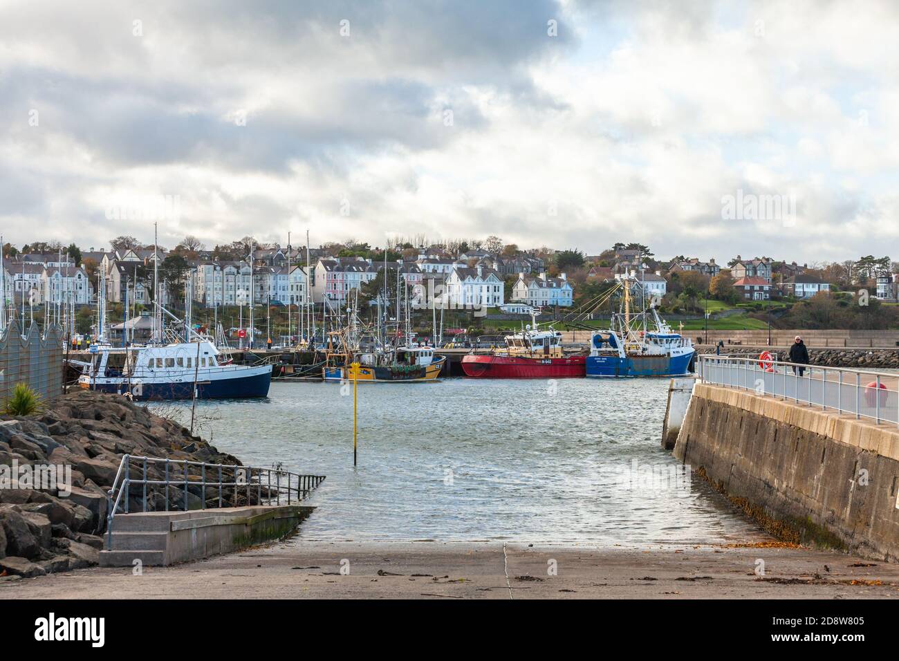 Boats moored in Bangor Harbour, County Down, Northern Ireland Stock Photo