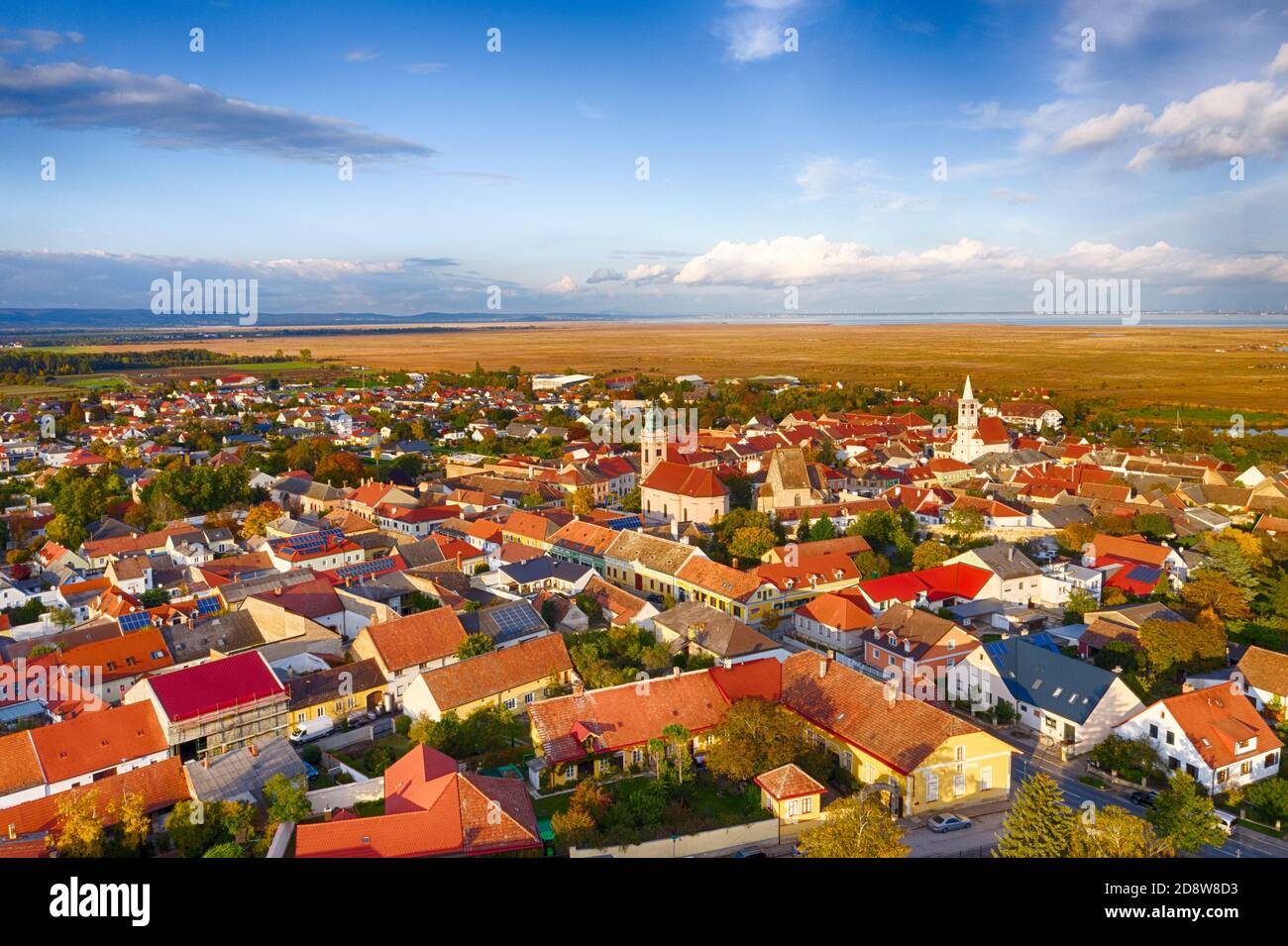 Rust in Burgenland. Small town at Lake Neusiedl in Austria during evening in autumn. Stock Photo
