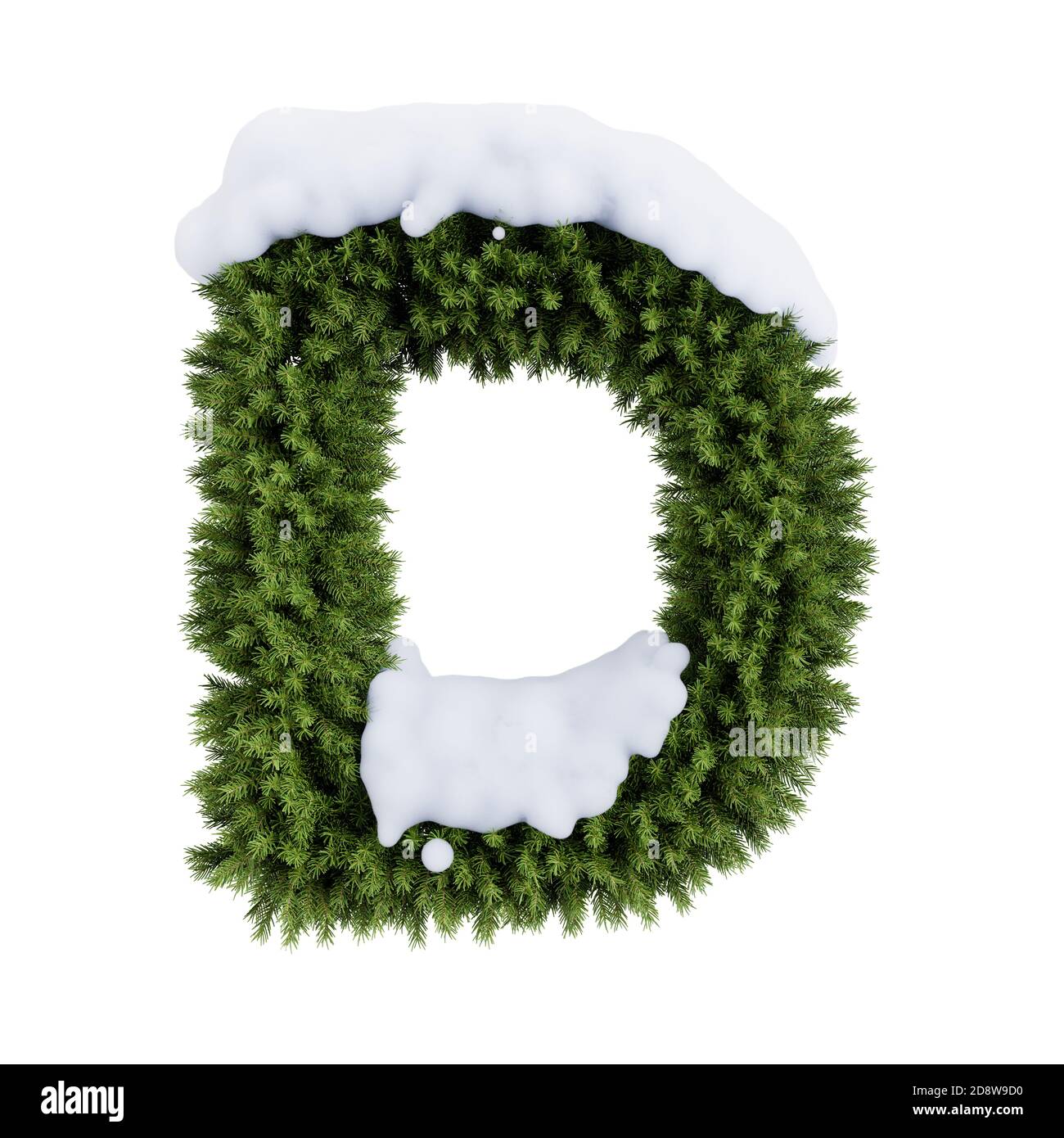 https://c8.alamy.com/comp/2D8W9D0/christmas-alphabet-abc-character-letter-d-font-with-snow-christmas-tree-branches-capital-letters-decoration-type-highly-realistic-3d-rendering-illus-2D8W9D0.jpg