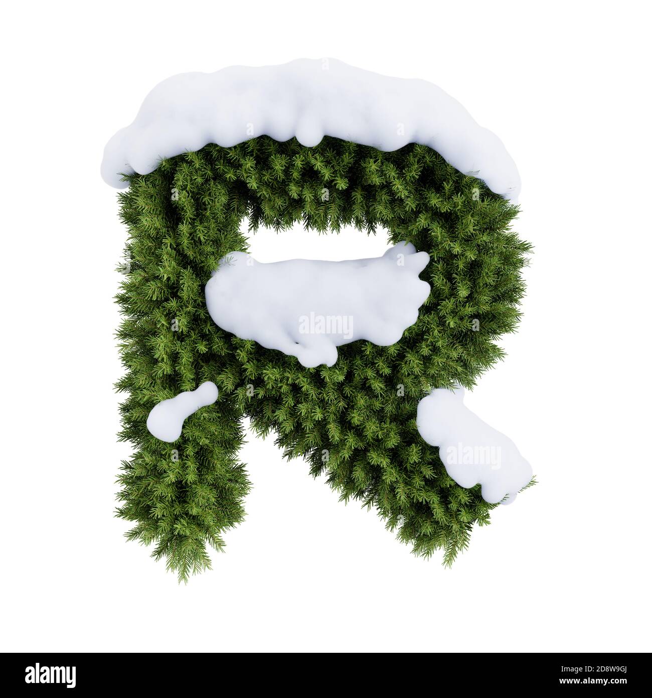Christmas alphabet ABC character letter R font with snow. Christmas ...