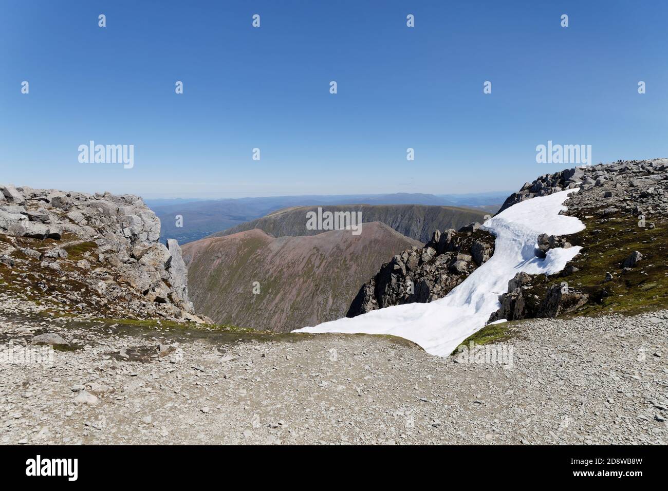 Snow pocket near the summit on Ben Nevis Highlands Scotland Stock Photo ...