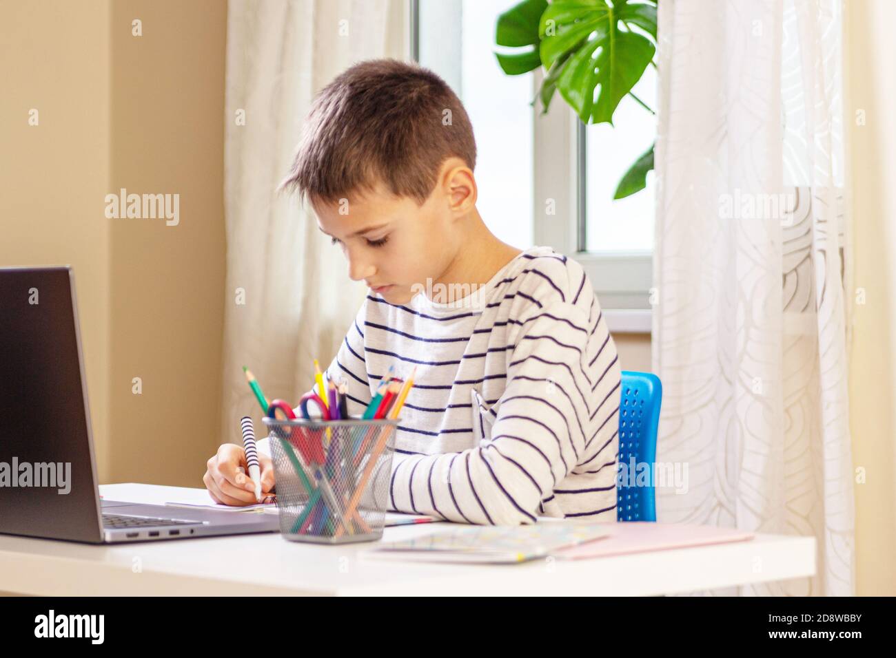 Do homework or play games. Watching video lessons. Online school. Online  schooling. Distant education. Pupil study digital technology. Educative  content. Schoolgirl surfing internet. Online course Stock Photo - Alamy