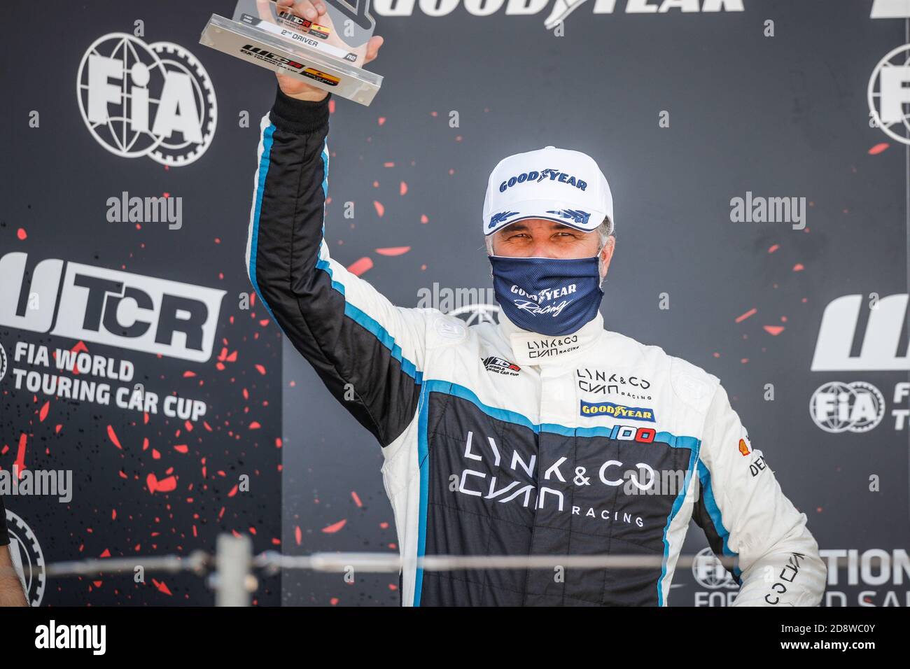 Aragon, Spain. 01st Nov, 2020. Muller Yvan (fra), Cyan Performance Lynk and Co, Lynk and Co 03 TCR, portrai , podium during the 2020 FIA WTCR Race of Spain, 5th round of the 2020 FIA World Touring Car Cup, on the Ciudad del Motor de Arag Credit: LM/DPPI/Frederic Le Floc H/Alamy Live News Stock Photo
