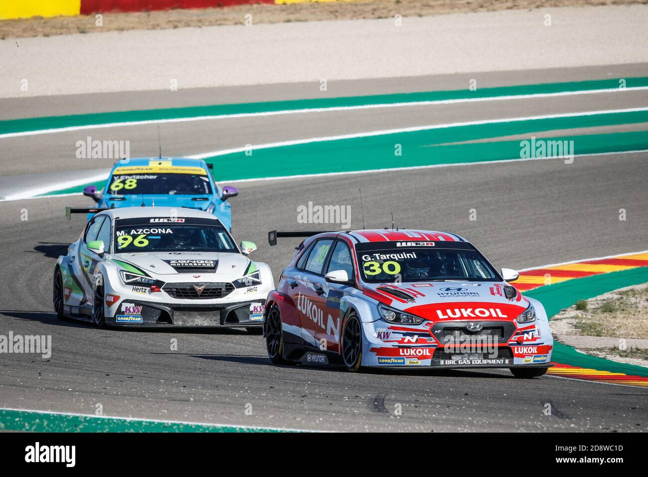 Aragon, Spain. 01st Nov, 2020. 30 Tarquini Gabriele (ita), BRC Hyundai N LUKOIL Squadra Corse, Hyundai i30 N TCR, action during the 2020 FIA WTCR Race of Spain, 5th round of the 2020 FIA World Touring Car Cup, on the Ciudad del Motor de Arag Credit: LM/DPPI/Frederic Le Floc H/Alamy Live News Stock Photo