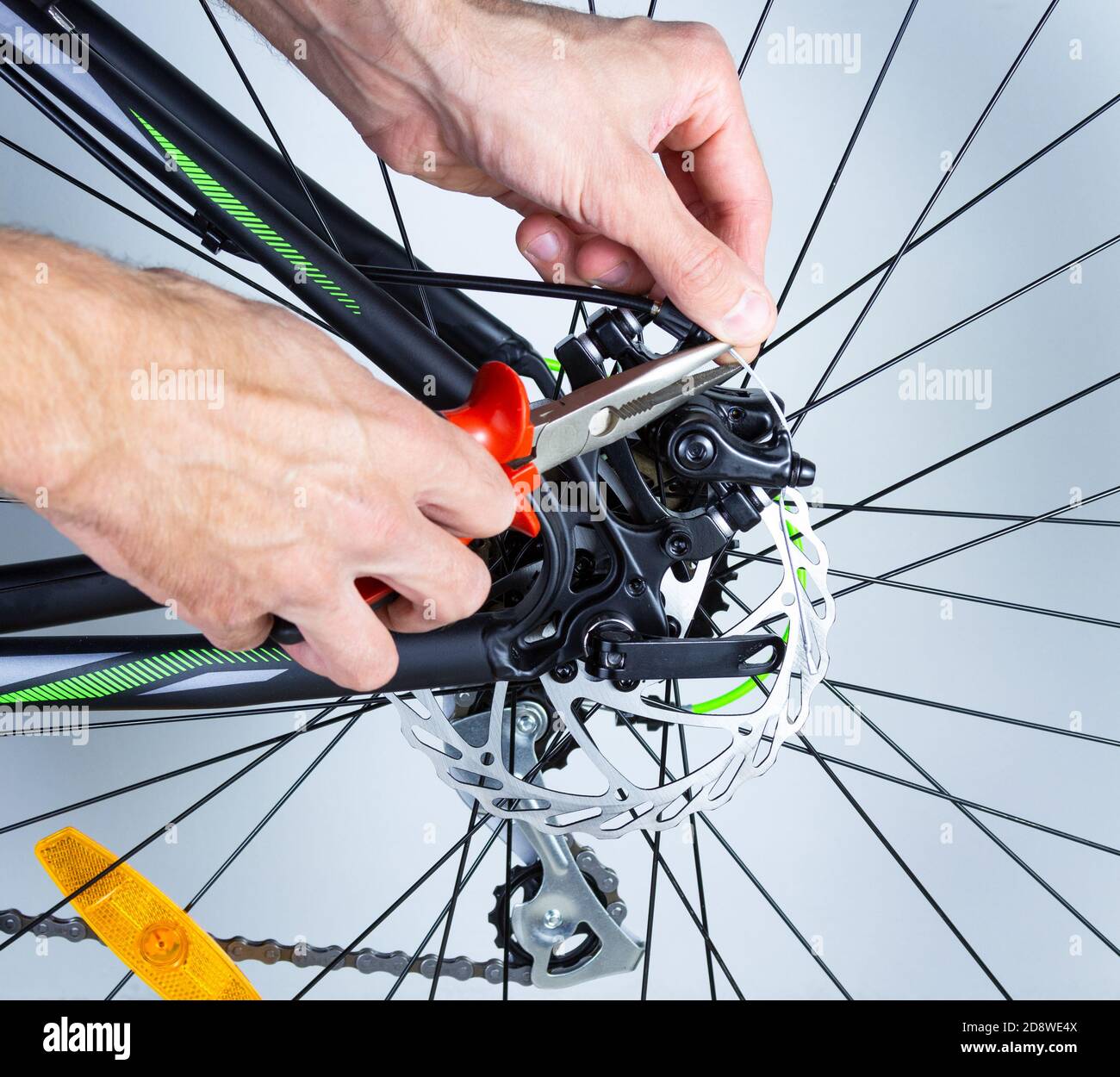 Self-adjusting bike brakes. Renovation concept. Stock Photo