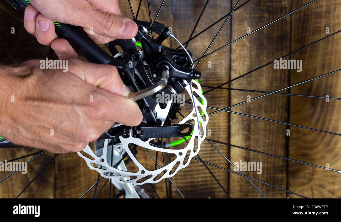 Selfadjusting brake system for gear shifting. Closeup photo Stock