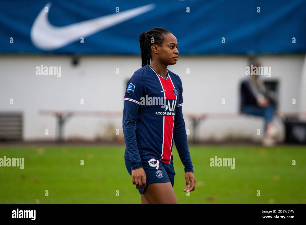 Marie Antoinette Katoto of Paris Saint Germain reacts during the Women's French championship D1 Arkema football match between Paris Saint-Germain and FC Fleury 91 on November 1, 2020 at Georges Lef.vre stadium in Saint-Germain-en-Laye, France - Photo Antoine Massinon / A2M Sport Consulting / DPPI Credit: LM/DPPI/Antoine Massinon/Alamy Live News Stock Photo