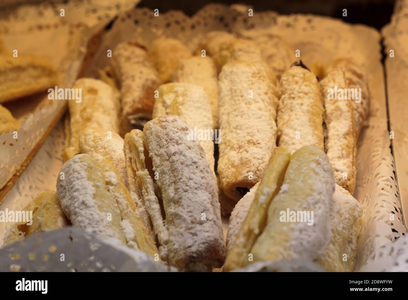 Traditional portuguese sweet pastry from Sintra called Travesseiros Stock Photo