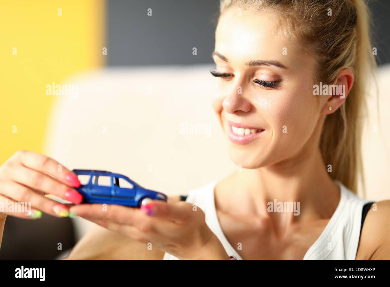 Cute person in white top Stock Photo