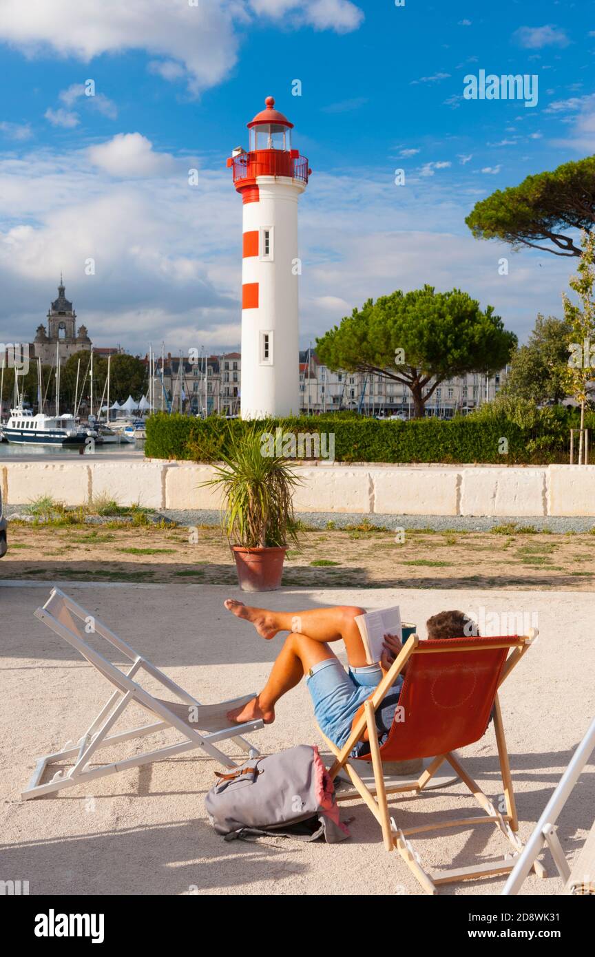 France, Charente-Maritime (17), La Rochelle, le Gabut area, old port wasteland converted in street art, open-air cafe called Guingette La Belle du Gab Stock Photo