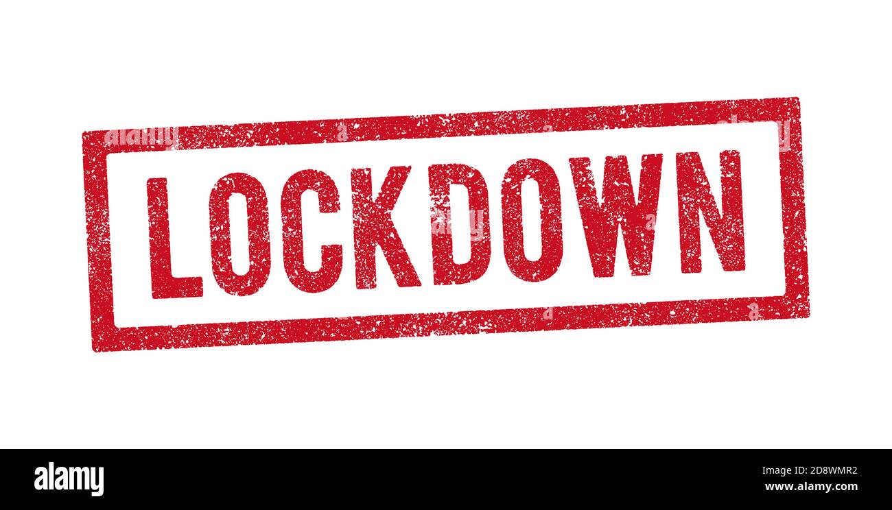 Vector illustration of The word Lockdown in red ink stamp Stock Vector