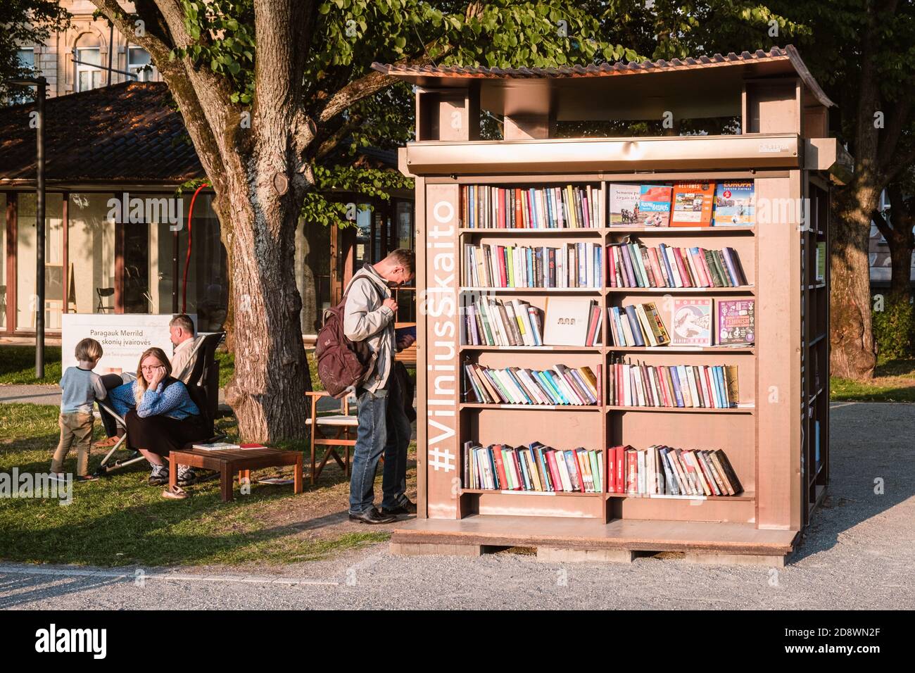 Vilnius, Lithuania - July 18, 2019: a public site for book crossing in the Old Town Stock Photo