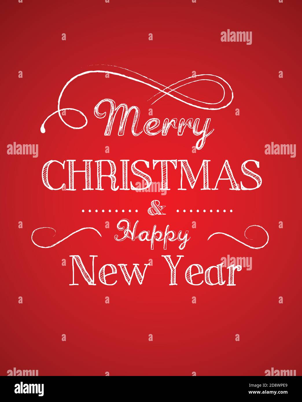 Retro Merry Christmas greeting card template with red background Stock Vector