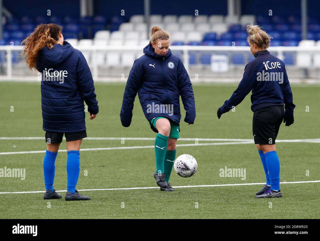Billericay, UK. 1st November, 2020. BILLERICAY, United Kingdom, NOVEMBER01: Amy Mullett of Billericay Town Ladies during the pre-match warm-up during The Vitality Women's FA Cup Third Round Qualifying between Billericay Town Ladies and Chasham United Ladies at New Lodge, Billericay on 01st November, 2020 Credit: Action Foto Sport/Alamy Live News Stock Photo