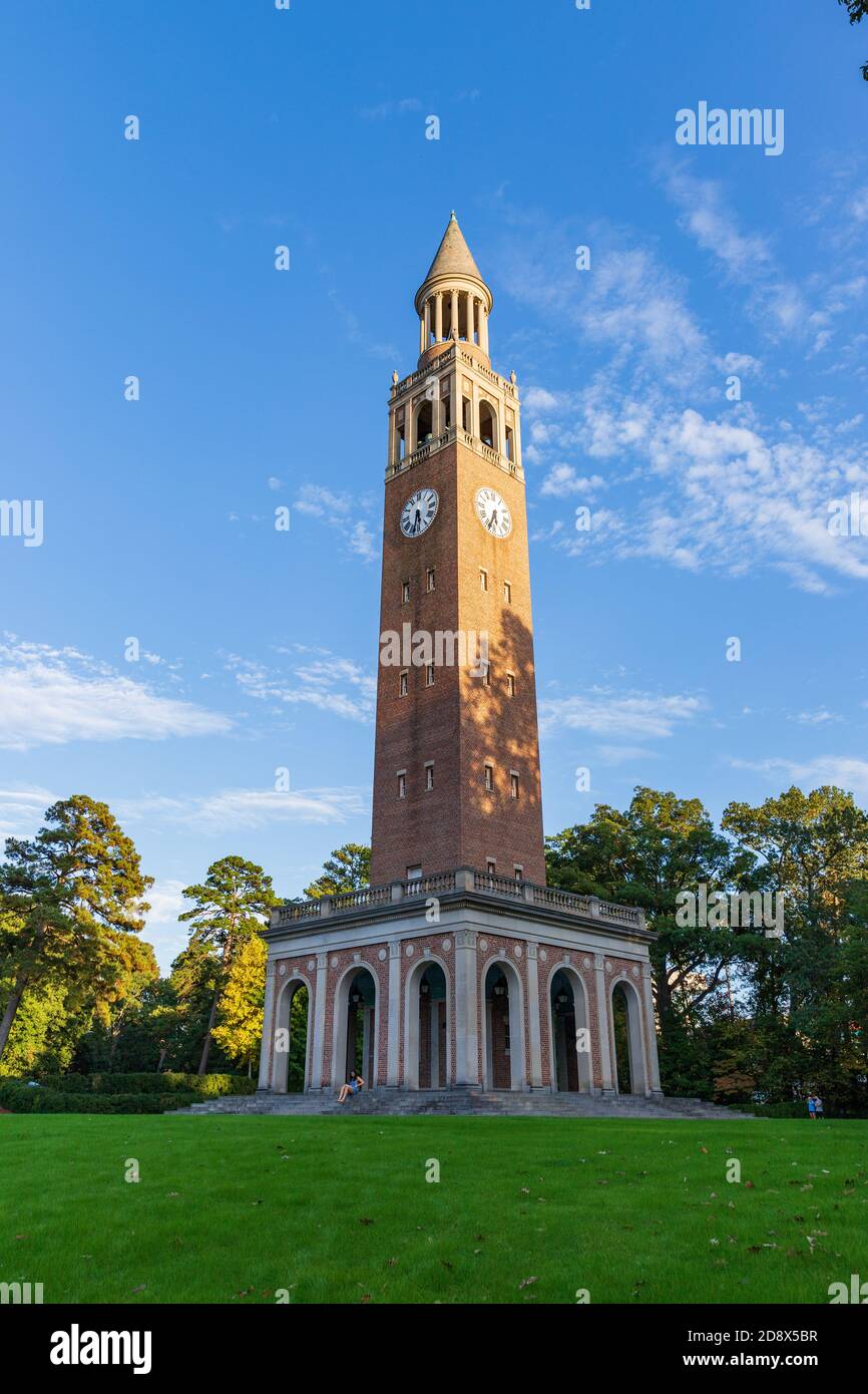 Chapel Hill, NC / USA - October 23, 2020: Bell tower on UNC Campus Stock Photo