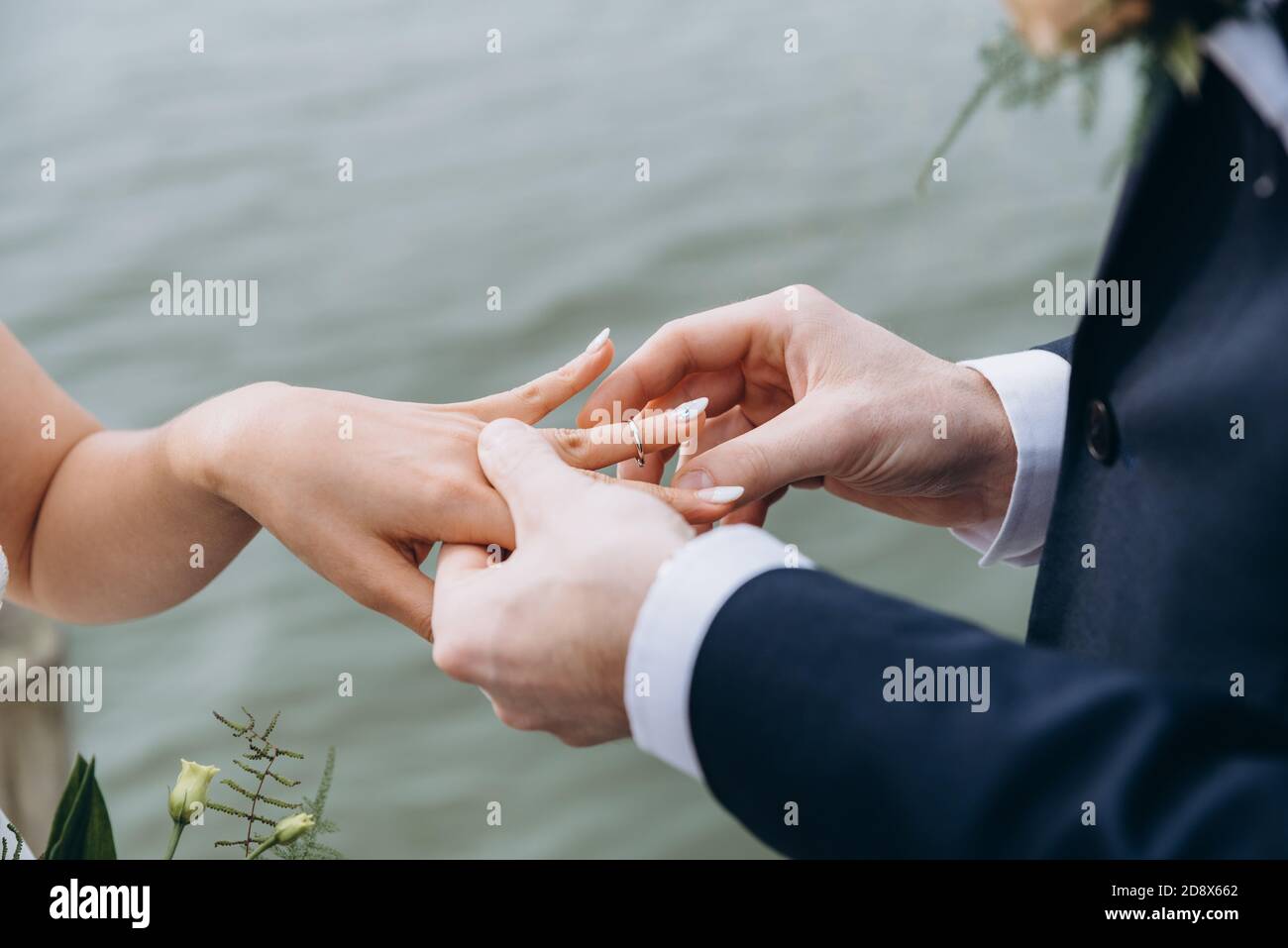 Bridal couple together celebrating happy wedding day Stock Photo - Alamy