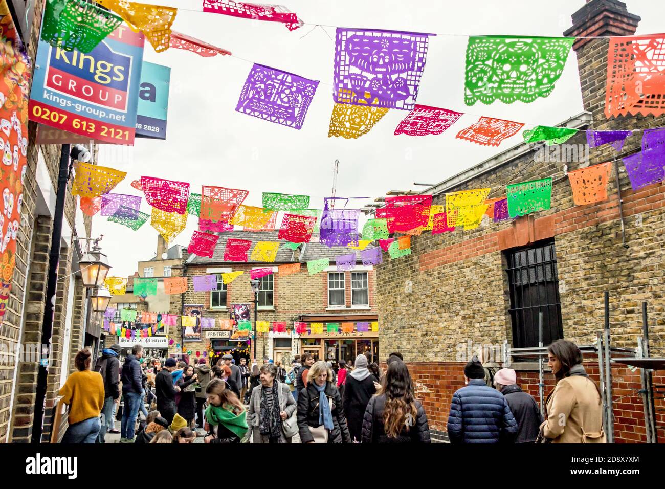 Halloween flags decoration at Ezra street in London Stock Photo Alamy
