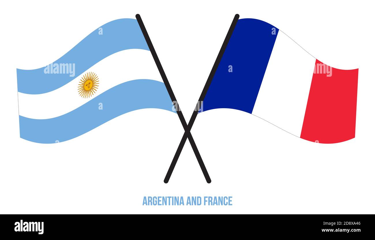 Argentina and France Flags Crossed And Waving Flat Style. Official ...